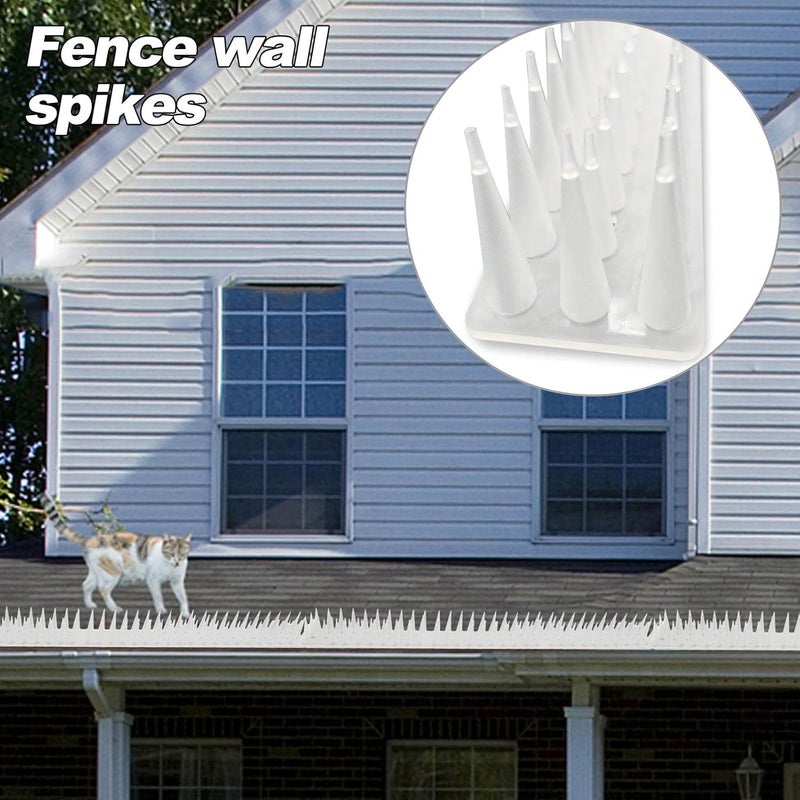 woobles Cat Defender Wall Fence Spikes - Anti Bird Spikes | Transparent Bird Control Spikes For Roof & Balcony - Pack Of 12/16.97ft (5.1m) - Image 4